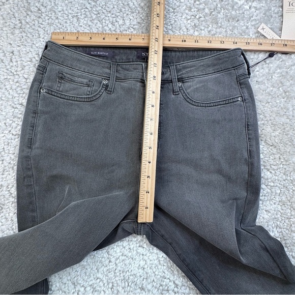 NYDJ High Rise Slim Bootcut Slim Bootcut Ankle Jeans. Gray Stretchy Zip Fly. 10 - Picture 10 of 12